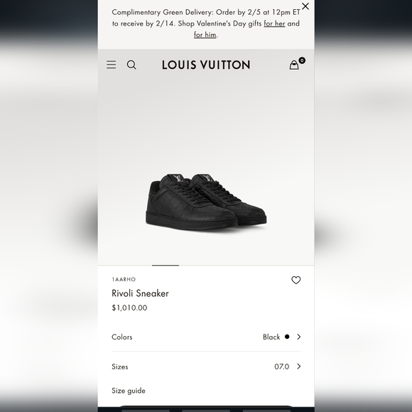 NWOT ALL BLACK LOUIS VUITTON RIVOLI SNEAKERS - Picture 7 of 7